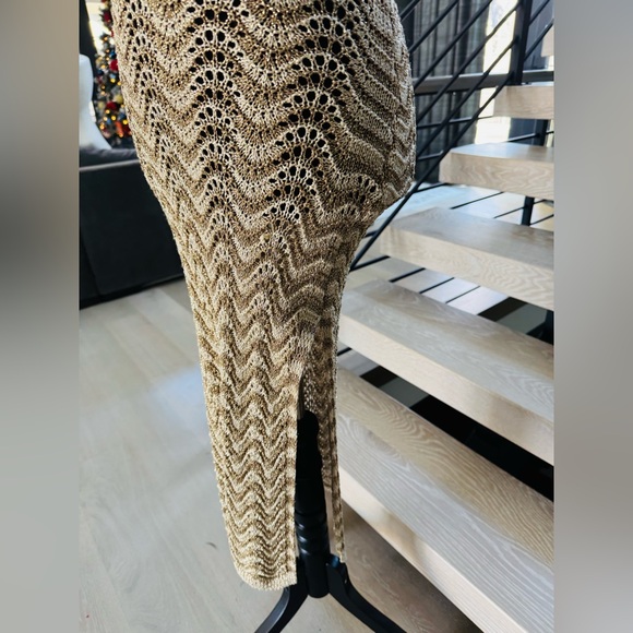 New Crochet Gold Midi Dress size XS - Picture 11 of 11